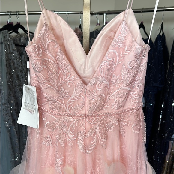 NWT Mac Duggal Pink Ruffled Appliquéd  Tiered Gown for Prom 11293 - Picture 5 of 12